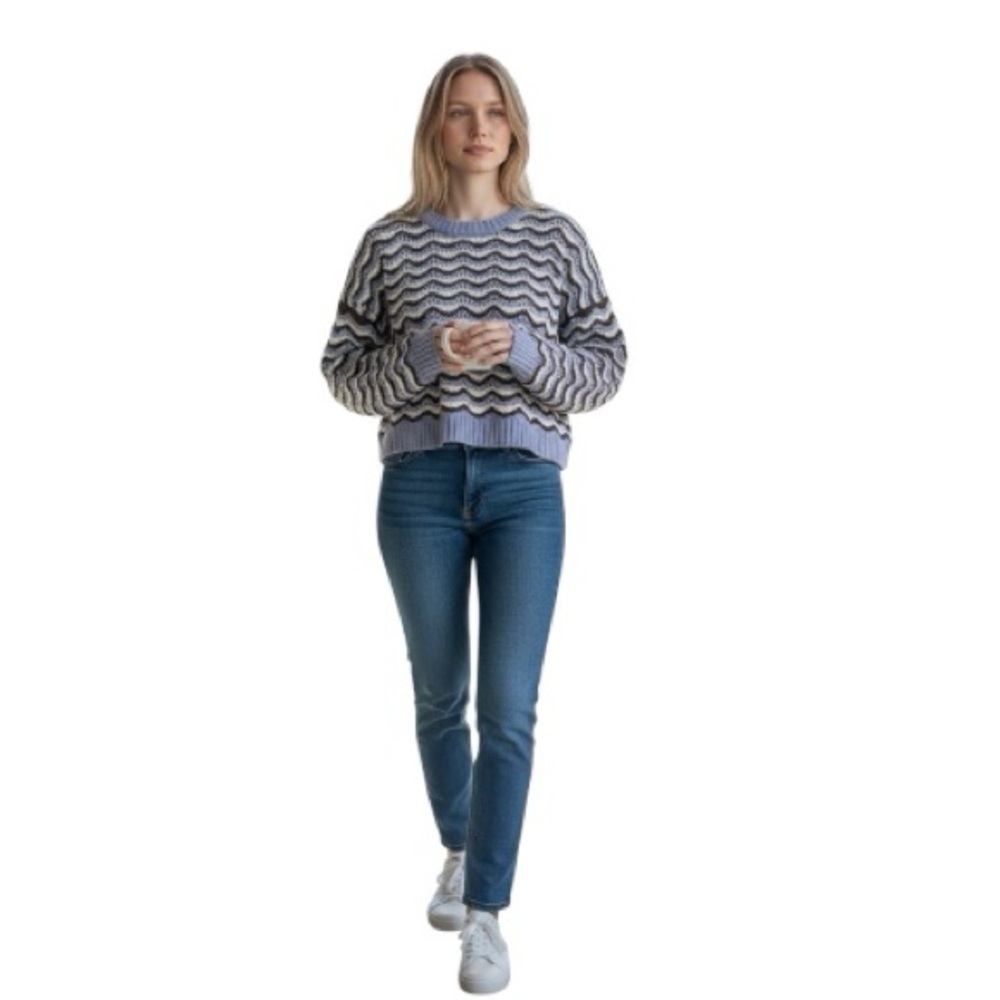 Hollister Crochet Knit‎ Sweater Wave Pattern Women's Pullover  Size Medium